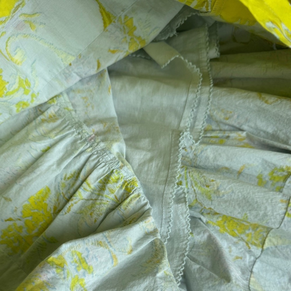 Anthropologie Solenne flounced maxi dress light blue yellow floral tiered 8 P - Picture 11 of 15